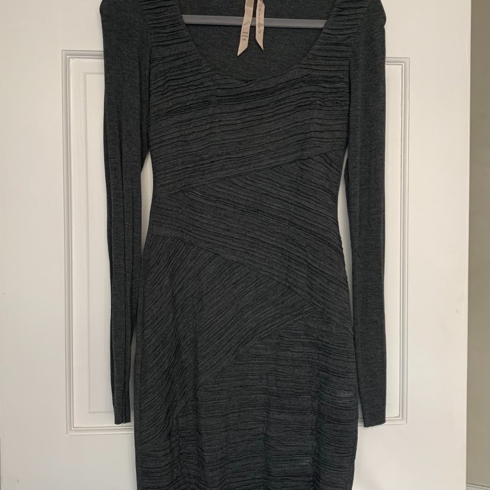 Bailey 44 Scoop Neck Ribbed Dress Charcoal Size S
